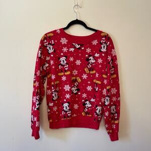 Disney M pullover sweater Mickey Mouse fandom Christmas festive red Holiday